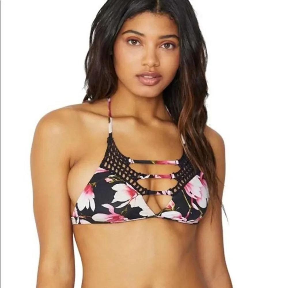 Frankie's Sienna Bikini Top in Black Lotus NWT